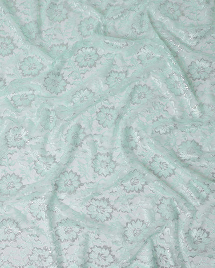 Mint Green Metallic Floral Fabric 110cm