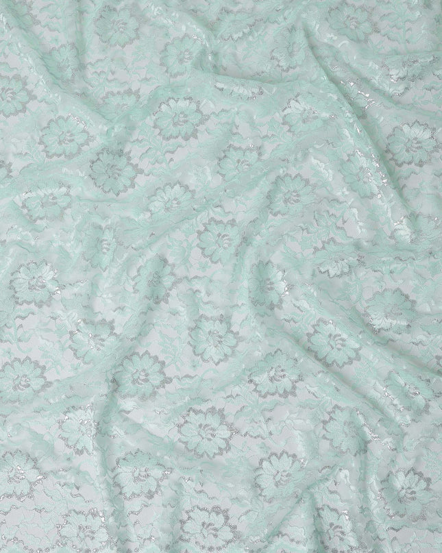 Mint Green Metallic Floral Fabric 110cm