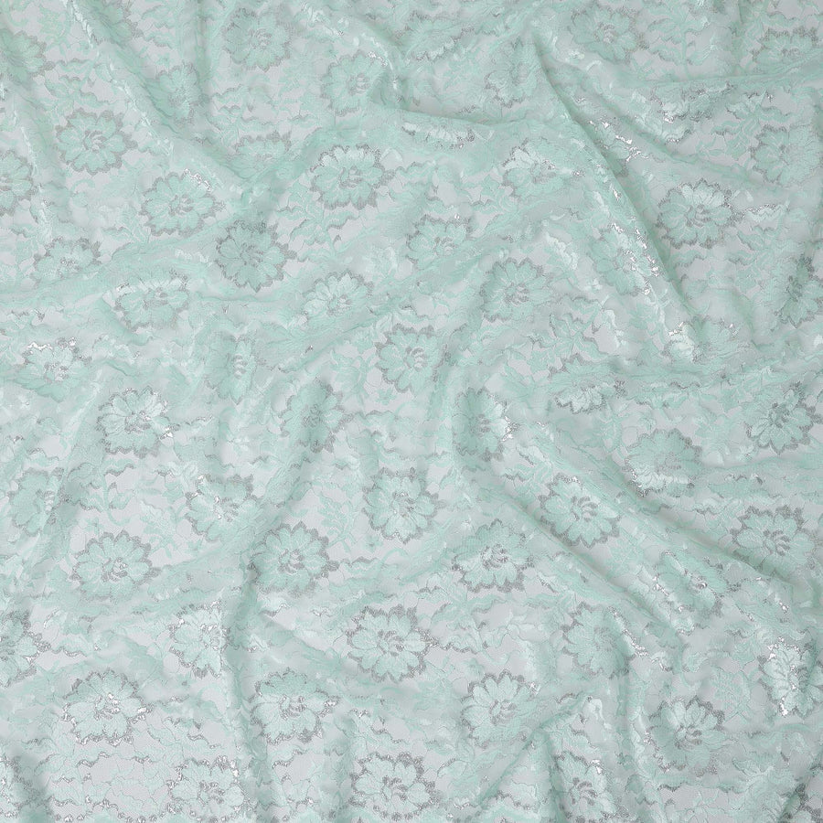 Mint Green Metallic Floral Fabric 110cm