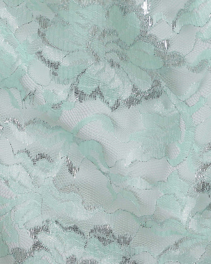 Mint Green Metallic Floral Fabric 110cm