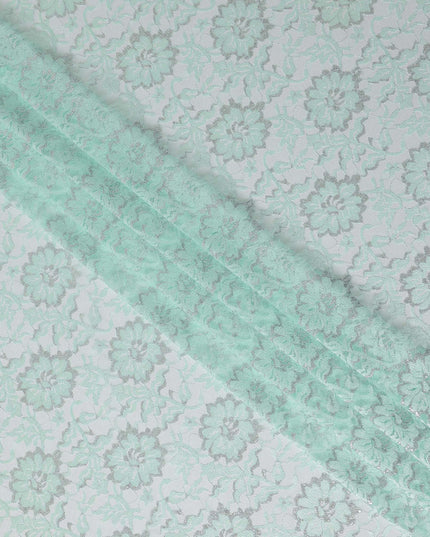 Mint Green Metallic Floral Fabric 110cm