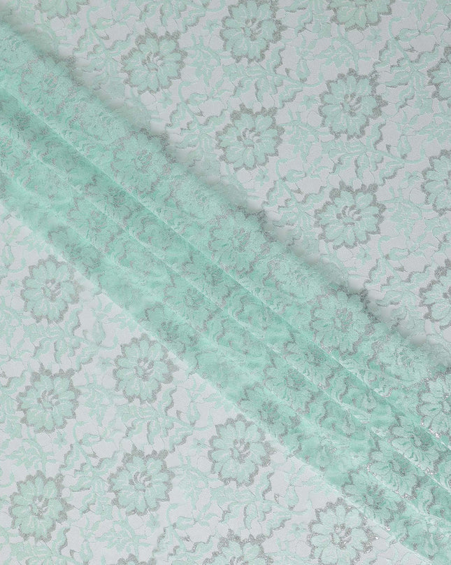 Mint Green Metallic Floral Fabric 110cm