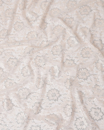 Ivory Beige Metallic Floral Fabric 110cm