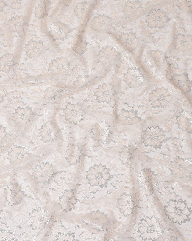 Ivory Beige Metallic Floral Fabric 110cm