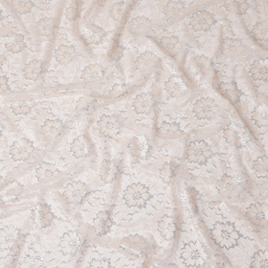 Ivory Beige Metallic Floral Fabric 110cm