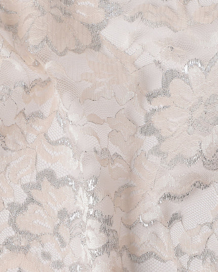 Ivory Beige Metallic Floral Fabric 110cm