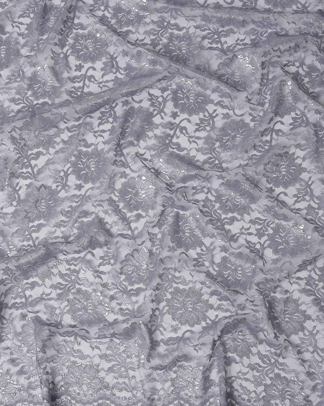 Silver Grey Metallic Floral Fabric 110cm