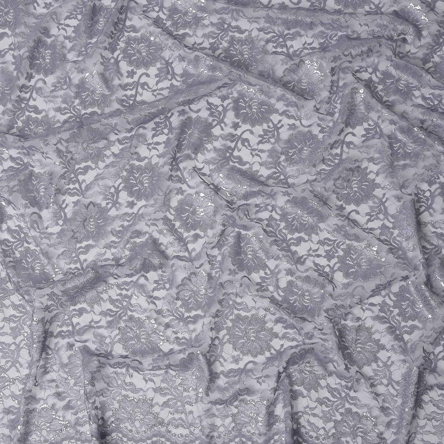 Silver Grey Metallic Floral Fabric 110cm