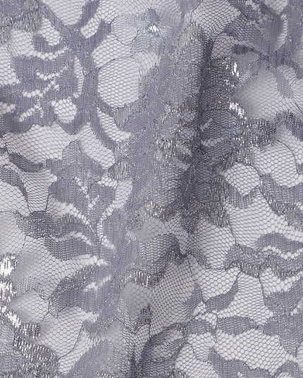 Silver Grey Metallic Floral Fabric 110cm