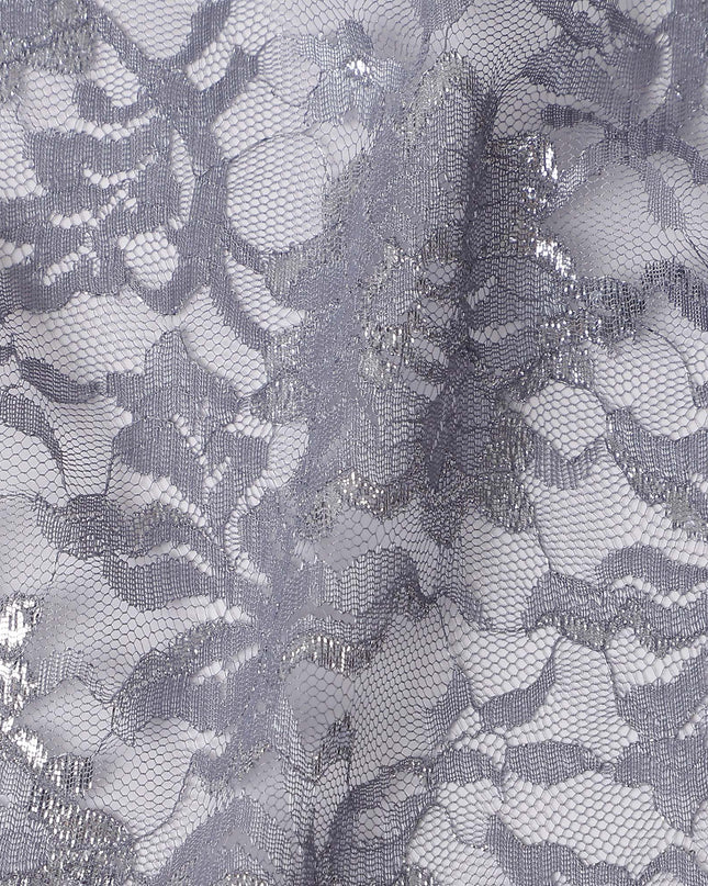 Silver Grey Metallic Floral Fabric 110cm