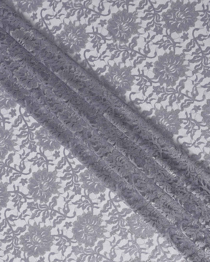 Silver Grey Metallic Floral Fabric 110cm