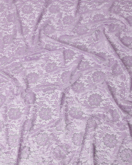 Lilac Purple Metallic Floral Fabric 110cm