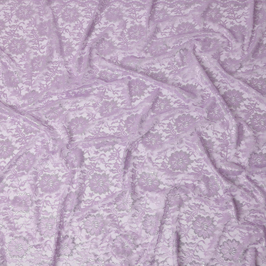 Lilac Purple Metallic Floral Fabric 110cm