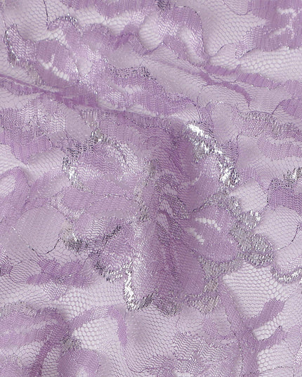 Lilac Purple Metallic Floral Fabric 110cm