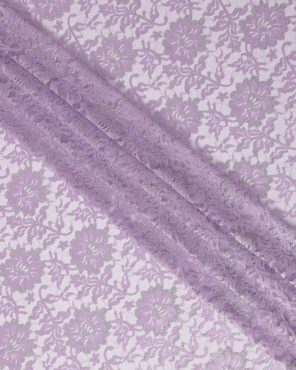 Lilac Purple Metallic Floral Fabric 110cm