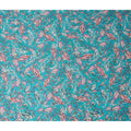 Turquoise Teal Blue Paisley Silk Satin Fabric 110cm