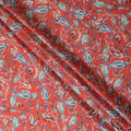 Vibrant Red Paisley Silk Satin Fabric 110cm