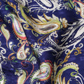 Royal Navy Blue Paisley Silk Satin Fabric 110cm