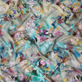 Watercolor Grey Multicolor Floral Silk Satin Fabric 110cm