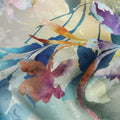 Watercolor Grey Multicolor Floral Silk Satin Fabric 110cm