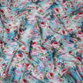 Light Aqua Blue Floral Silk Satin Fabric 110cm