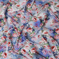 Periwinkle Lavender Blue Floral Silk Satin Fabric 110cm