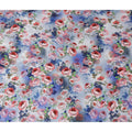 Periwinkle Lavender Blue Floral Silk Satin Fabric 110cm