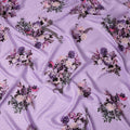 Lilac Lavender Purple Bouquet Silk Satin Fabric 140cm