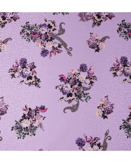 Lilac Lavender Purple Bouquet Silk Satin Fabric 140cm