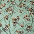Soft Mint Green Bouquet Silk Satin Fabric 140cm