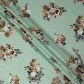 Soft Mint Green Bouquet Silk Satin Fabric 140cm