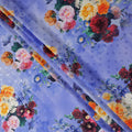 Periwinkle Blue Floral Silk Satin Fabric 110cm