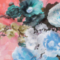 Coral Salmon Pink Floral Silk Satin Fabric 140cm