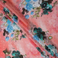 Coral Salmon Pink Floral Silk Satin Fabric 140cm