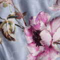Dusty Blue Grey Floral Silk Satin Fabric 140cm