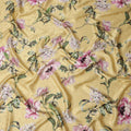 Golden Yellow Floral Silk Satin Fabric 140cm