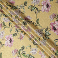 Golden Yellow Floral Silk Satin Fabric 140cm