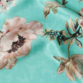 Turquoise Teal Green Floral Silk Satin Fabric 140cm