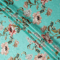 Turquoise Teal Green Floral Silk Satin Fabric 140cm