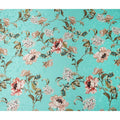 Turquoise Teal Green Floral Silk Satin Fabric 140cm