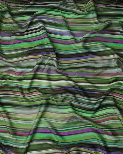 Multicolor Stripe Silk Satin Fabric 140cm