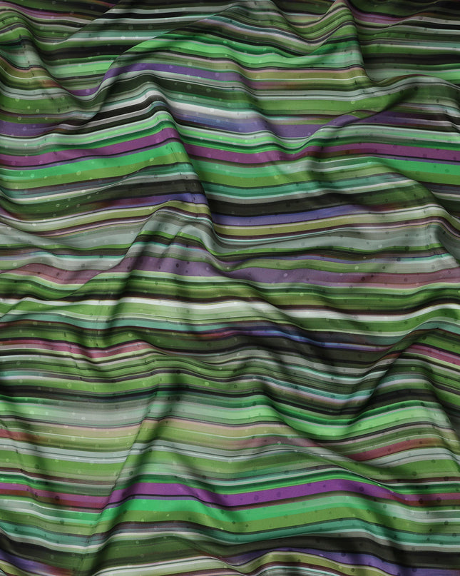 Multicolor Stripe Silk Satin Fabric 140cm
