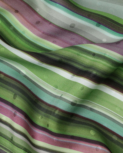 Multicolor Stripe Silk Satin Fabric 140cm