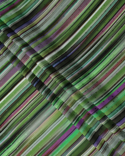 Multicolor Stripe Silk Satin Fabric 140cm