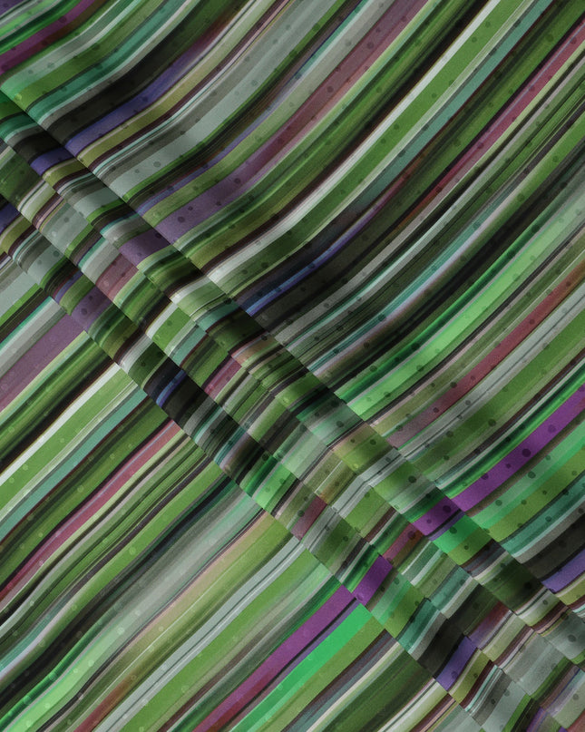 Multicolor Stripe Silk Satin Fabric 140cm