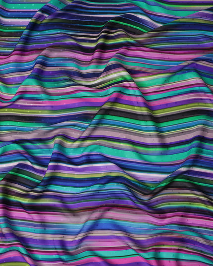 Multicolor Stripe Silk Satin Fabric 140cm