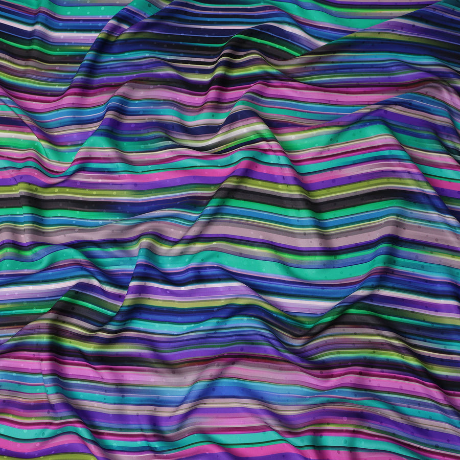 Multicolor Stripe Silk Satin Fabric 140cm