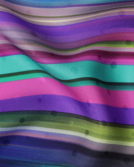 Multicolor Stripe Silk Satin Fabric 140cm