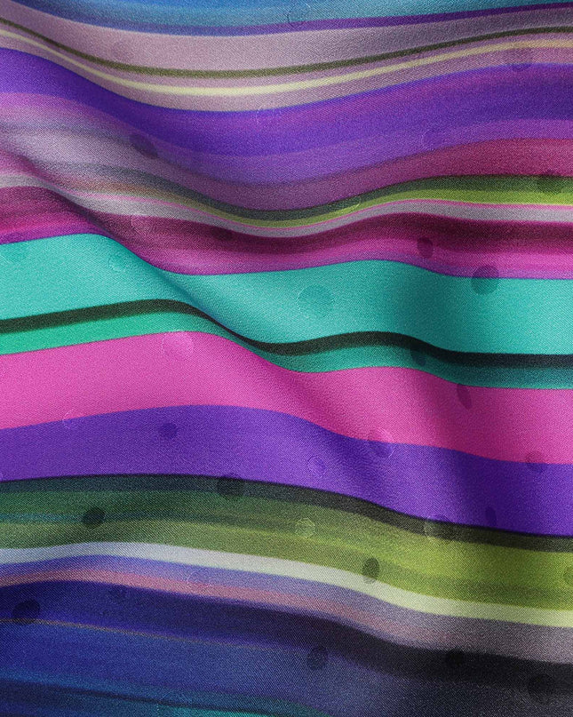 Multicolor Stripe Silk Satin Fabric 140cm