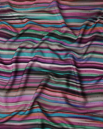 Multicolor Stripe Silk Satin Fabric 140cm
